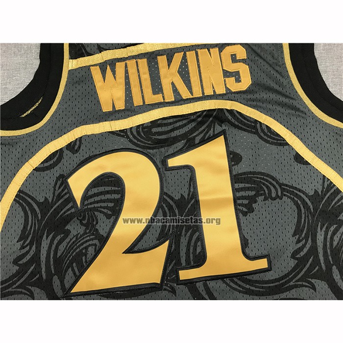 Camiseta Atlanta Hawks Dominique Wilkins NO 21 1986-87 Hardwood Classic Negro